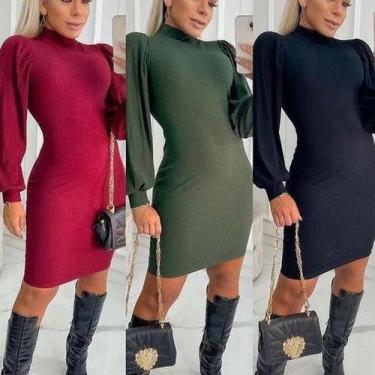 Imagem de Blusa cropped elegante feminina manga longa bufante lastex na cintura 