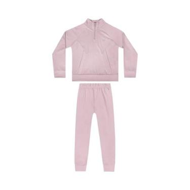 Imagem de Conjunto com Blusão e Calça em Malha Térmica para Menina Quimby, Rosa,