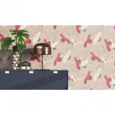 Imagem de Papel De Parede Barbara Home Garças Bege E Vermelha 560657