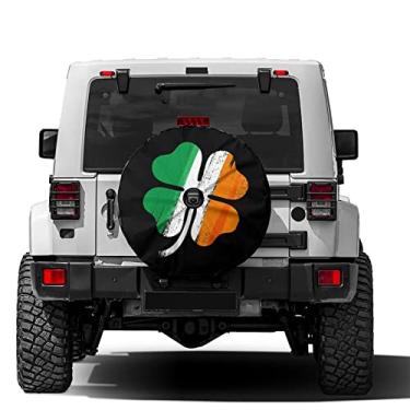 Imagem de Foruidea Capa de pneu sobressalente Irish Shamrock com orifício de câmera de reserva à prova d'água capa de pneu para roda apto para Jeep, Trailer, RV, SUV e muitos veículos 17"