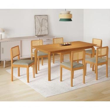 Imagem de Mesa Alegra 6 Cadeiras Jade 1,60 Linho Cinza Jcm - Cinamomo