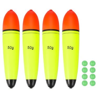 Imagem de YELARXI Boias deslizantes de pesca, boias de espuma EVA com contas de peixe, flutuação de 51 g, adequada para poleiro, carpa, rolhas, água salgada, água doce (pacote com 4, vermelho/amarelo)