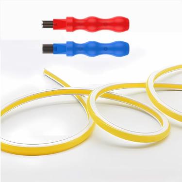 Imagem de JARBIH Capa De Fita Led Flexível Neon Separada, 16,4 Pés, 8 Mm, Difusora Silicone Dobrável, Antidesgaste, Com 2 Cortadores, Rgb Para Bar, Carro, Decoração Casa E Área Externa (Amarelo Limão)