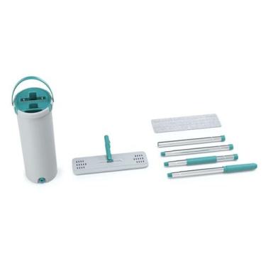 Imagem de Balde Mop Fit Microfibra Rodo Mágico Lava e Seca Flash Limp, Cinza e V