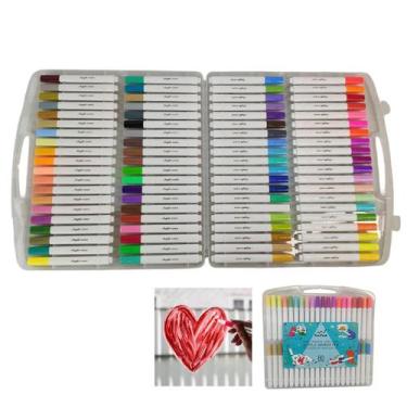 Imagem de Canetinha Caneta 80 Cores Marcador Tinta Acrilica A Prova dAgua Pintur