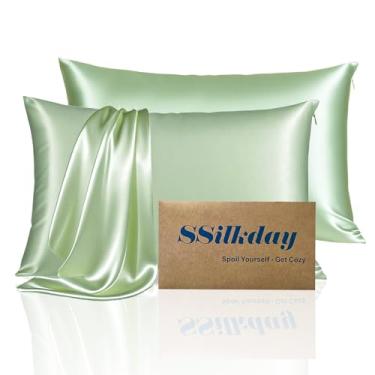 Imagem de Conjunto de 2 fronhas de seda de amoreira, tamanho Queen, ultramacias, macias, respiráveis, refrescantes para pessoas que dormem quentes, 2 fronhas de cetim de seda com zíper para cabelo e pele