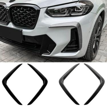 Imagem de Lâmina de ar de afinação de spoiler de faca de vento compatível com X3 X4 G01 G02 M Sport LCI 2022+ kit de carroceria para para-choque dianteiro divisor lateral acessórios para carro (preto brilhante)