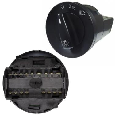 Imagem de Chave de luz Gol Parati Saveiro Sem reostato Sem farol de neblina Sem lanterna traseira de neblina Com farol duplo Acende vermelho 17 Terminais 12V REF 377941534 1C0941531C