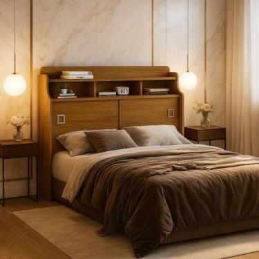 Imagem de Cabeceira Para Cama Box Queen 160 cm Jessica Com Nicho Prateleira - Po