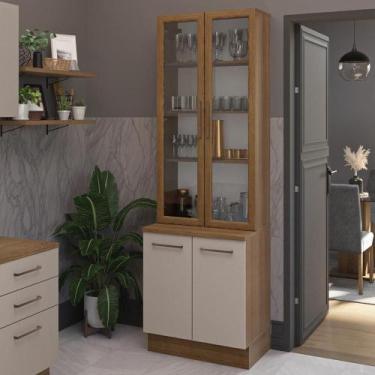 Imagem de Kit Balcão + Cristaleira 70cm Rustic Crema Agata Madesa