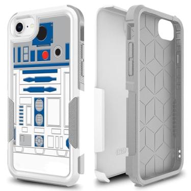 Imagem de Candykisscase Capa para iPhone SE 2022, R2D2 Astromech Droid Robot Padrão Absorção de Choque Rígido PC e Interior Silicone Híbrido Camada Dupla Armadura Defender Capa para Apple iPhone 7/8 / e iPhone