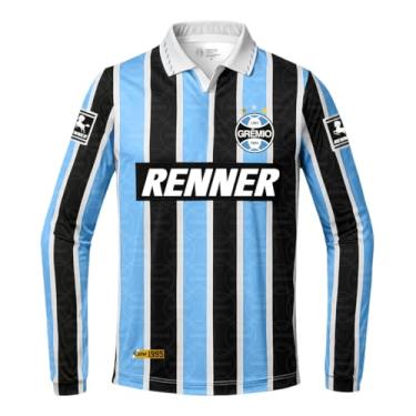 Imagem de Camiseta Grêmio Retrô 1995 Renner Masculina M/L, Preto/Azul, G
