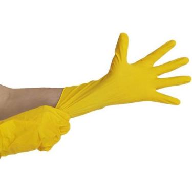 Imagem de Luva de Borracha Látex Multiuso Amarela - MBlife, Tamanho P (Cód 5954)