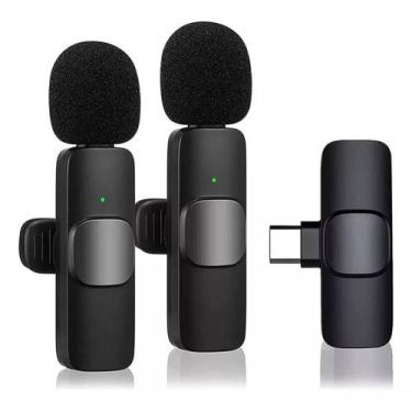 Imagem de Microfone Lapela Sem Fio Duplo Profissional Android Tipo C - K9