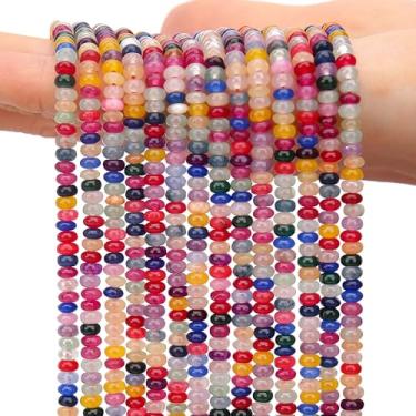 Imagem de AUREHEN 2 fios (300 peças) contas Rondelle de cores mistas, 2 * 4 mm pedras preciosas espaçadoras soltas contas de disco de ábaco para pulseira faça você mesmo, colar, brincos, fabricação de joias