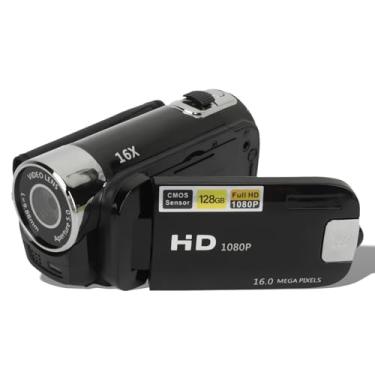 Imagem de EIMSOAH Câmera de vídeo vintage, câmera de vídeo 16 MP, câmera digital 1080p, filmadora de tela rotativa de 2,4 polegadas, gravador de vídeo HD com zoom 16X com luz de preenchimento para adolescentes