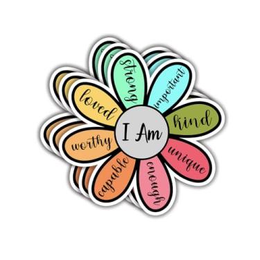 Imagem de (3 peças) Adesivo de flores I Am Strong Kind Worthy Enough Loved Citações inspiradoras Jesus Cristão Versículo da Bíblia Decalque Adesivos de Presente para Tumbler Laptop Kindle Garrafas de Água Livro