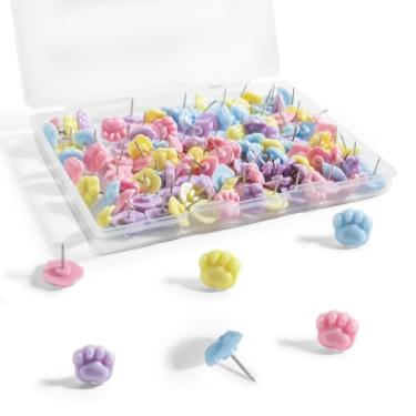 Imagem de 30 pinos de pressão, tachas de polegar para quadro de avisos, pinos e tachinhas decorativas de pata de gato fofos, tachinhas de cortiça para decoração de escritório em casa (cores aleatórias)