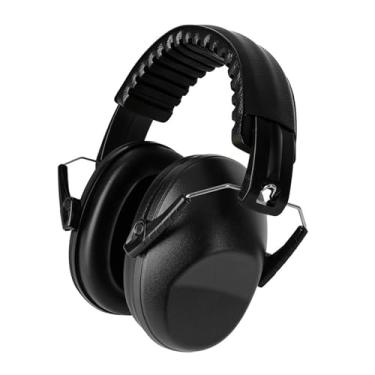 Imagem de simhoa Protetores auriculares com cancelamento de ruído, protetores auriculares dobráveis ​​e versáteis para dormir, proteção auricular para baterista, fones, Preto