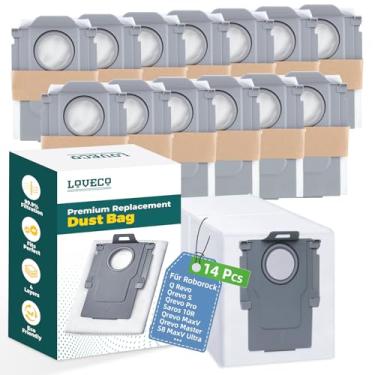 Imagem de LOVECO Pacote com 14 sacos de pó de substituição compatíveis com aspirador de pó Roborock S8 MaxV Ultra/Q Revo/Qrevo Curv/Qrevo Master/Qrevo S/Qrevo Pro/Qrevo Slim/ S8 Max Ultra, sacos descartáveis de
