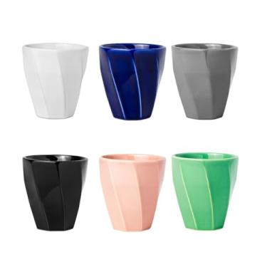 Imagem de Kit 6 Copos Cerâmicos Louça 260ml Design Moderno, Ideal para Café, Chá, Bebidas Quentes, Porta Objetos e Escovas - E-FCS Store (Colorido1)