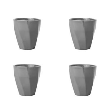 Imagem de Conjunto 4 Copos Cerâmicos Louça 260ml Design Moderno, Ideal para Café, Chá, Bebidas Quentes, Porta Objetos e Escovas - E-FCS Store (Cinza)
