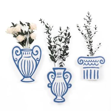 Imagem de AIM & GGKK Vasos de parede para decoração, conjunto de 3 vasos de metal montados na parede para quarto, sala de estar, banheiro, cozinha, decoração moderna de metal