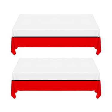 Imagem de 2 peças de toalhas de mesa de desenho animado para festa de aniversário e videogames, 187 x 106 cm, capa de mesa de plástico vermelho e branco, decoração de festa, suprimentos para eventos de