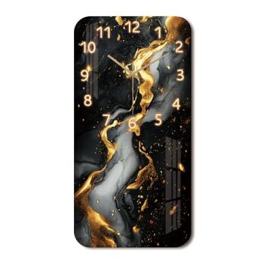 Imagem de Tomopetime Relógios de parede de mármore para quarto, relógios de parede modernos, operados por bateria, relógio de parede preto de 30 cm, relógio retangular silencioso sem tique-taque para decoração