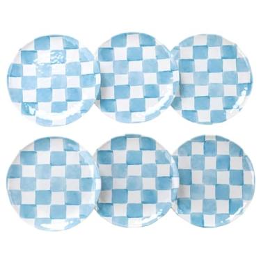 Imagem de Pratos de jantar de melamina, pratos redondos, resistentes a quebras, 26 cm, conjunto de 6 azuis