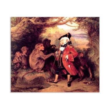Imagem de Zeichn8u Edwin Landseer Impressão em tela Arte de parede O macaco que tinha visto o mundo pintura em tela edwin landseer pôster imagem para quarto sala de estar arte decoração de parede 70 x 60 cm (28