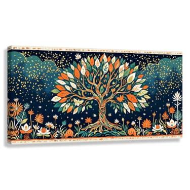 Imagem de Árvore da Vida Arte de Parede Impressão em Tela Harmonia da Vida Decoração Fotos Pintura Natureza Raízes Folhas 60x30cmx1