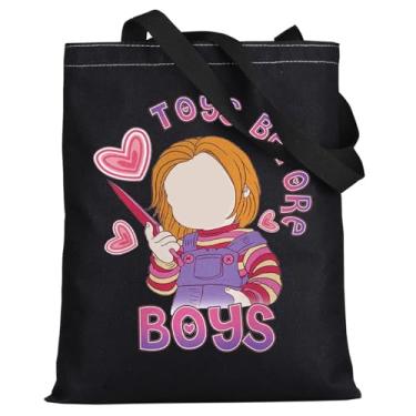 Imagem de WZMPA Bolsa divertida Chucky Canvas Chuck Fans Gift Toys Before Boys Chucky Shoulder Bag Chucky Merch, Toys Before Tote-bl, Large