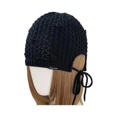 Imagem de Chapéu De Malha Rosa Com Design Coreano, Gorro De Crochê Feito À Mão C