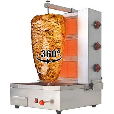 Imagem de NJTFHU Máquina Shawarma com 3 queimadores, máquina comercial de frango, shawarma, churrasqueira giratória, para uso em cozinha comercial, prata