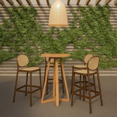 Imagem de Banqueta Gourmet Alta 47cm x 76cm Polipropileno Rattan 2 Un - Fratini 