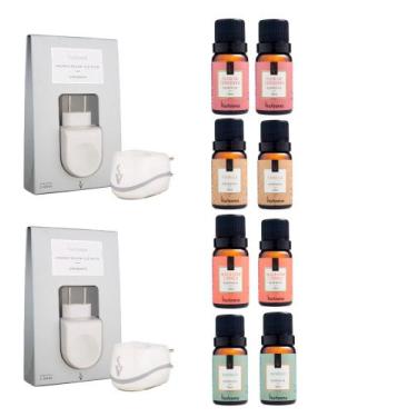 Imagem de Kit 2 Aparelho Aromatizador Eletrico + 8 Essencia Via Aroma 10 ml Sala