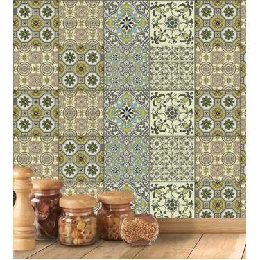 Imagem de Adesivo Fosco Em Tons Verde Musgo E Bege Laminado - Papel De Parede