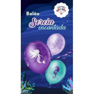 Imagem de BALÃO DECORADO SEREIA ENCATADA - PIC PIC Nº 10 - SORTIDO - Pacote com 