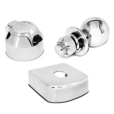 Imagem de Kit Para Engate Reboque Bola 50mm Capa 100mm Aço Inox Tomada Cromada -