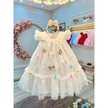 Imagem de Vestido Infantil Bebê Marfim Jardim Encantado Luxo - Fabuloso Ateliê, 