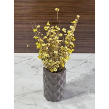 Imagem de Arranjo de Flores SempreVivas Naturais em Vaso Decorativo, 15 cm, Bran