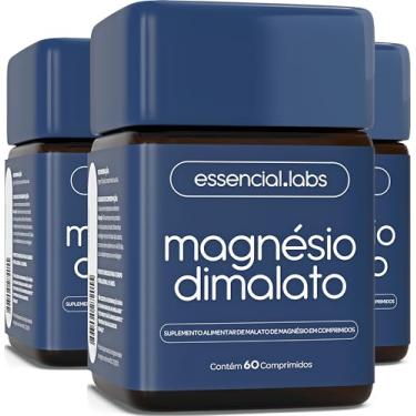 Imagem de 03 POTES DO MAGNÉSIO DIMALATO - 100% PURO E CONCENTRADO COM ALTA ABSORÇÃO- 60 COMPRIMIDOS
