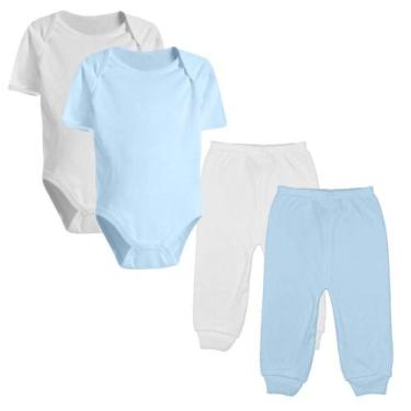 Imagem de Kit Body Curto e Mijão Liso Bebê 4 Pçs Enxoval Recém Nascido - Koala B