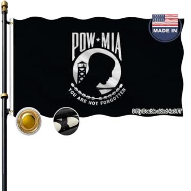 Imagem de Volta Bandeira dupla face Pow Mia 1,2 x 1,8 m, resistente ao ar livre, 3 camadas, durável, nylon, bandeira progressiva com cabeçalho de tela/ilhós de latão para decoração interna e externa
