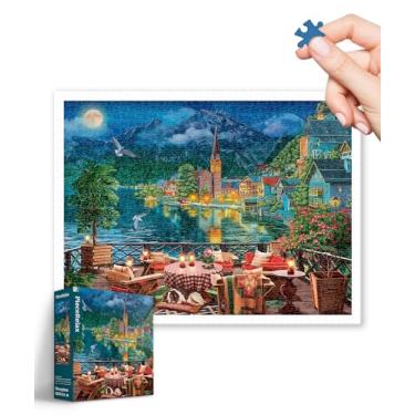 Imagem de PieceRelax Quebra-Cabeças De Plástico Para Adultos, 1200 Peças - Imagem Mundial, Noite À Beira Do Lago Em Hallstatt, Os Jogos Mesa E Presentes Mais Satisfatórios, Sem Necessidade Tapete Quebra-Cabeç