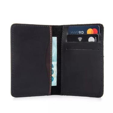 Imagem de Carteira Masculina Em Couro Legítimo Para Dinheiro E Cartão Horse Preto-crazy Horse Café