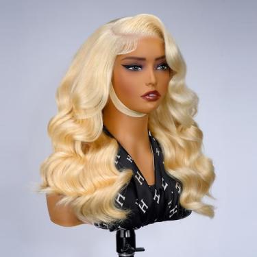 Imagem de Peruca Westkiss 613 loira em camadas, cabelo humano, ondulado, fecho de 15 x 20 cm, parte lateral pré-cortada, sem cola, perucas de cabelo humano pré-arrancadas para mulheres negras 45,7 cm