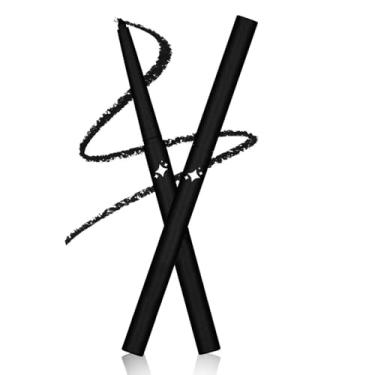 Imagem de Wavuketu Lápis delineador preto à prova d'água delineador preto retrátil em gel preto à prova de manchas hipoalergênico de longa duração (12# brilho preto)