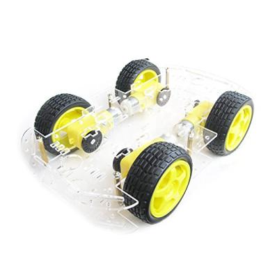 Imagem de EMOZNY 4 Wheel 2 Layer Robot Smart Car Chassis Kits with Speed Encoder for Arduino DIY (Yellow)